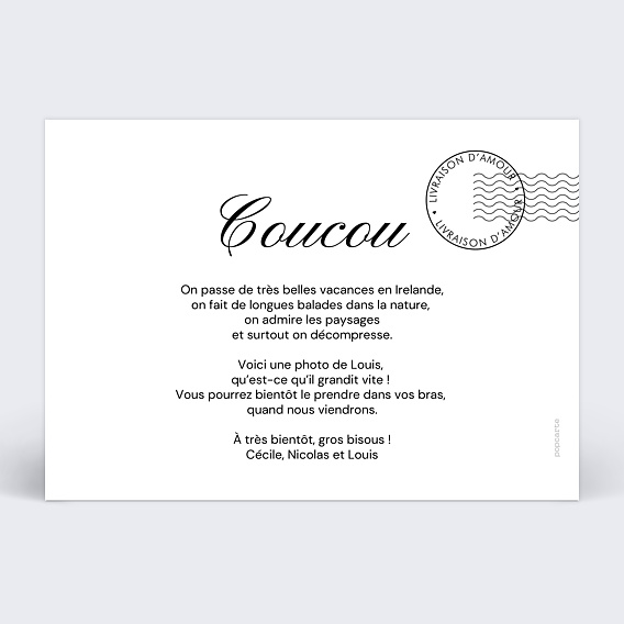 Carte postale Tampon postal voyage Verso