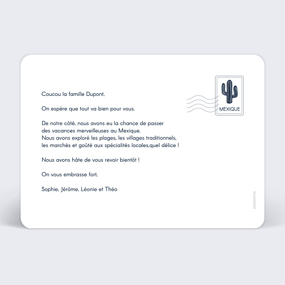 Carte postale Étiquette Mexique Verso