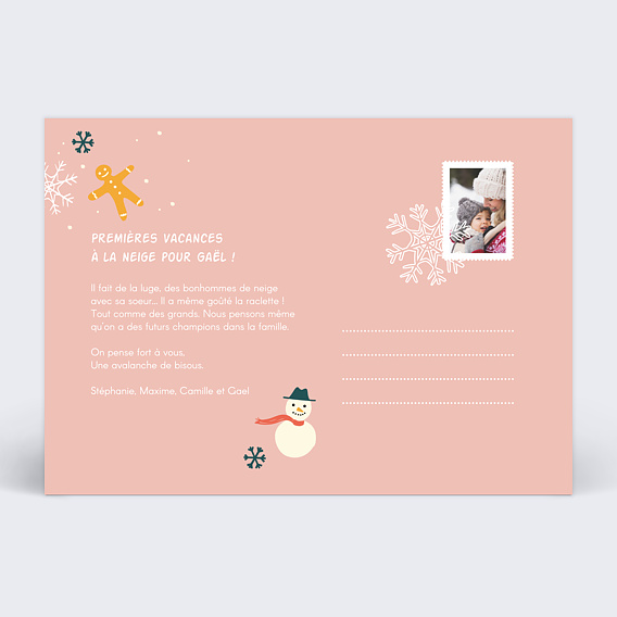 Carte postale Motif Flocon Verso