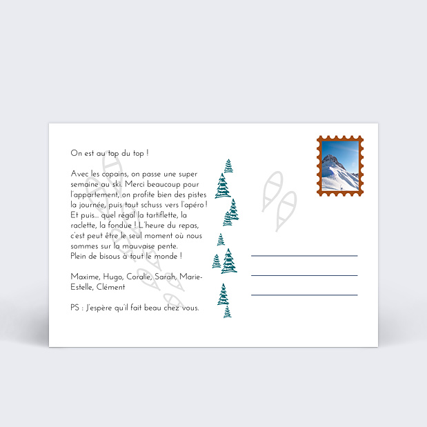 Carte postale Chalet Verso
