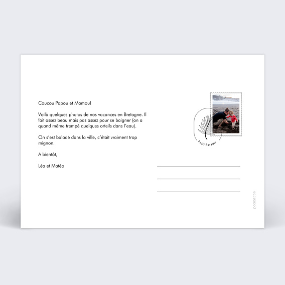 Carte postale Scrapbooking Automne Verso