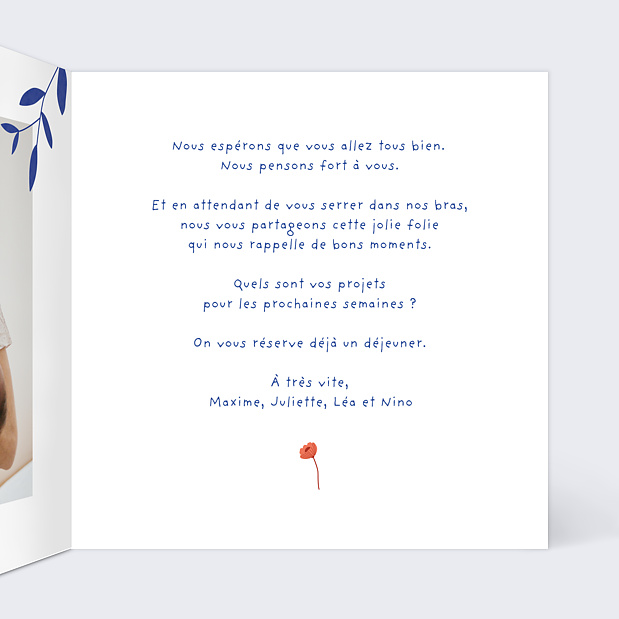 Carte Postale Courrier Fleuri Intérieur Droit
