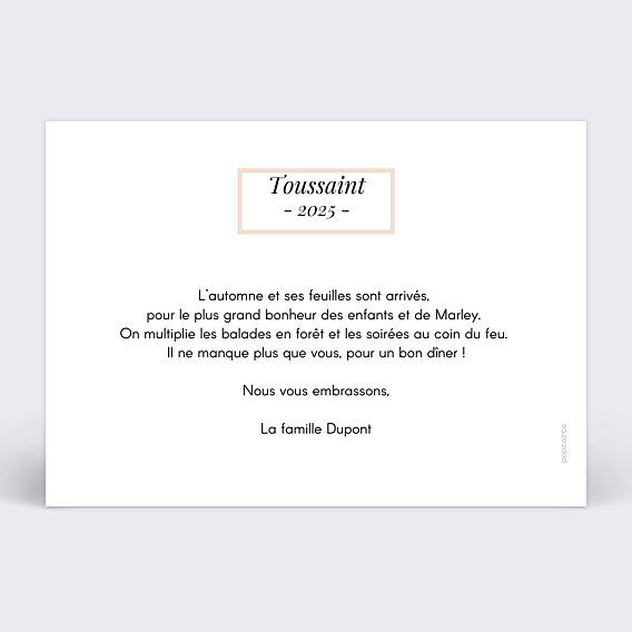 Carte postale Etiquette Poudrée Automne Verso