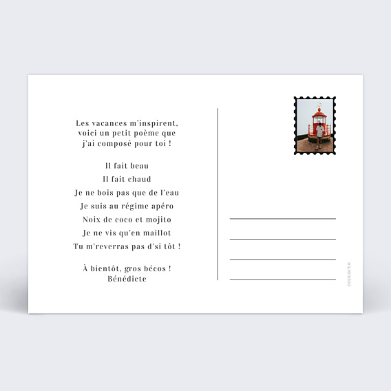 Carte postale Hello Summer Verso