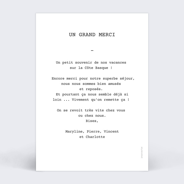Carte Postale Polaroid Simple Verso
