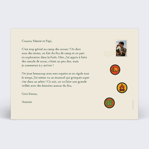 Carte postale Insignes Scouts Verso