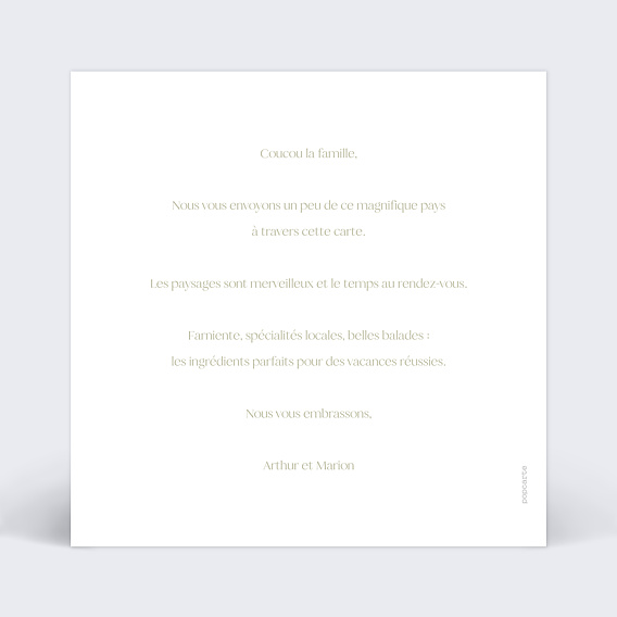 Carte postale Etiquette Carré Verso