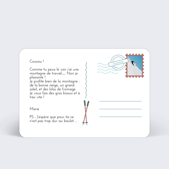 Carte postale Montagne Hiver Verso