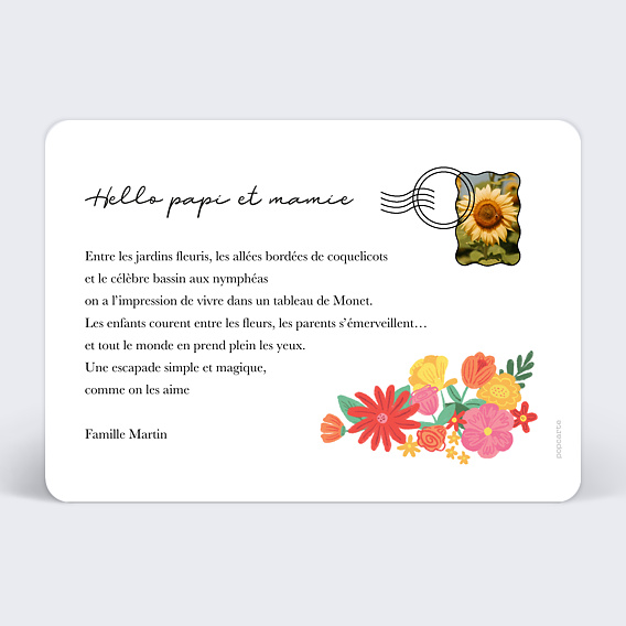 Carte postale Bandeau Fleuri Verso