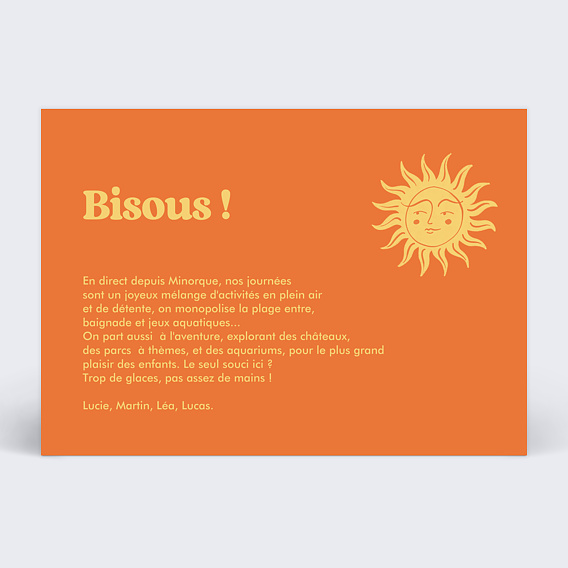 Carte postale Soleil Dansant Verso