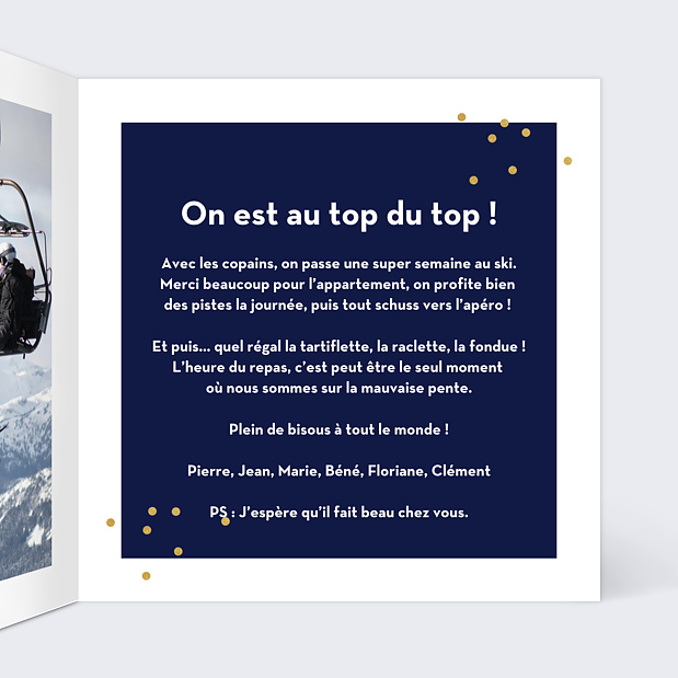 Carte Postale Hiver Multiphoto Bleu Intérieur Droit