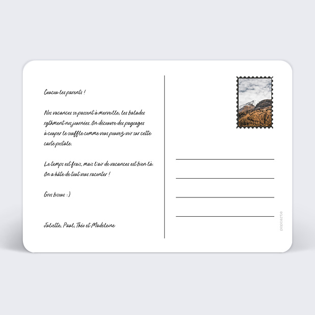 Carte Postale Dos Automne Verso