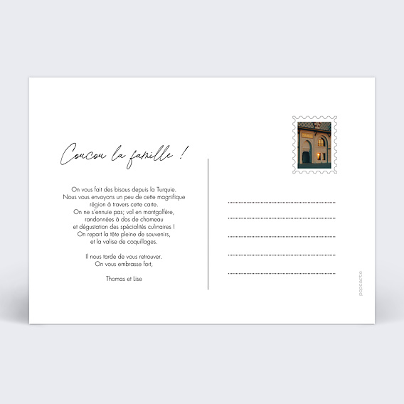 Carte postale Motif Voyage Verso