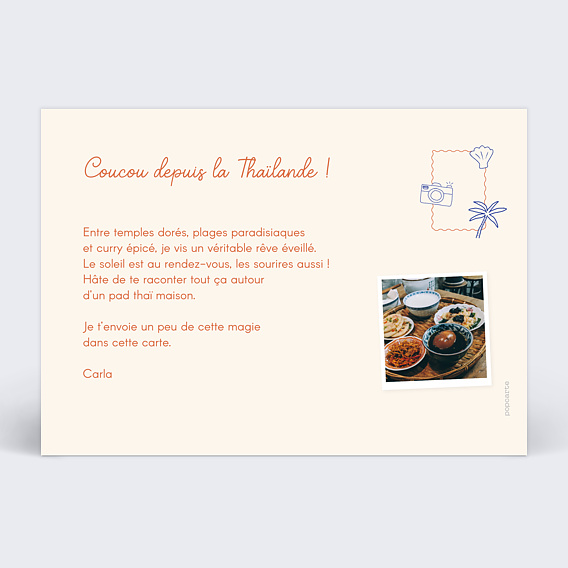 Carte postale Carnet de voyage Verso