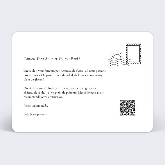 Carte postale Destination Originale Verso