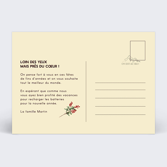 Carte postale Essence d'Hiver Verso