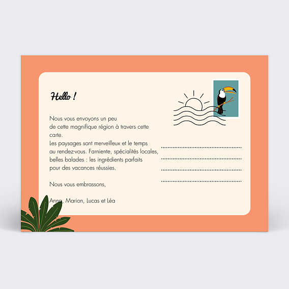 Carte postale Petit Paradis Verso