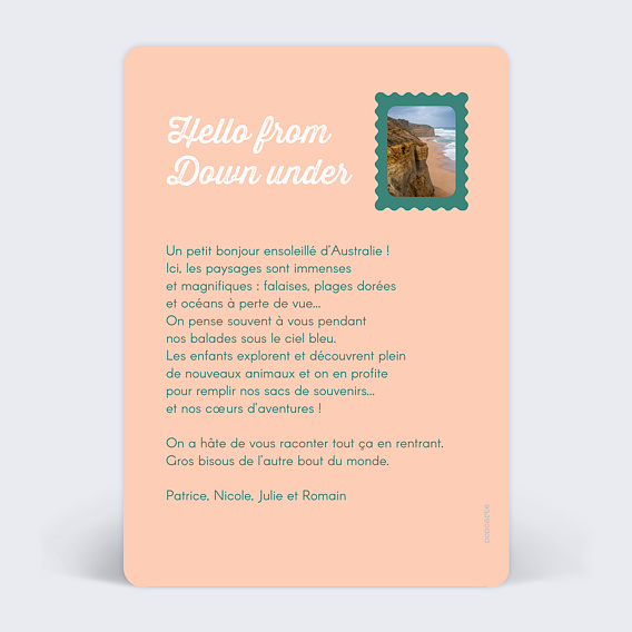 Carte postale Grille Arrondie Verso