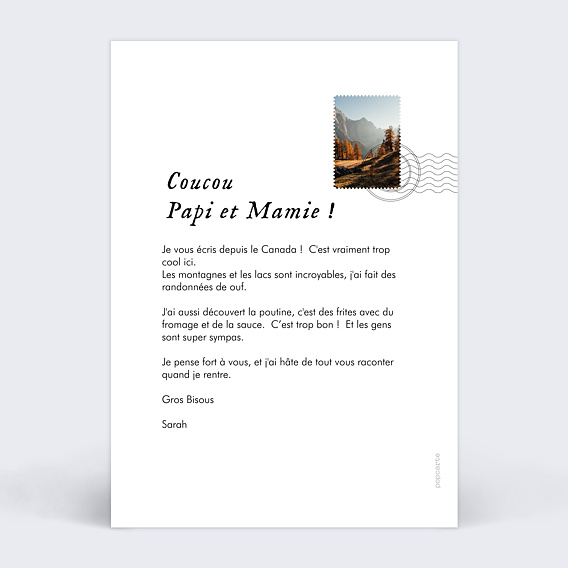 Carte postale Multiphoto Etiquette Automne Verso