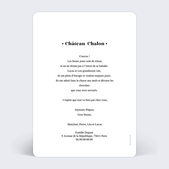 Carte postale Pêle-Mêle Printemps Verso