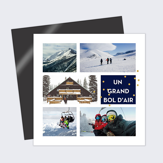 Carte Postale Hiver Multiphoto Bleu