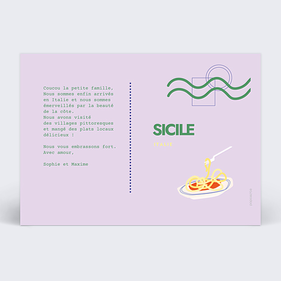 Carte Postale Funky Lilas