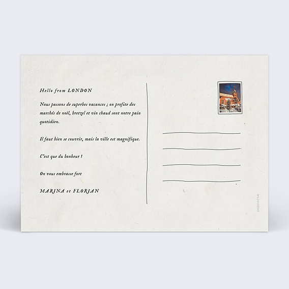 Carte postale City Break Verso