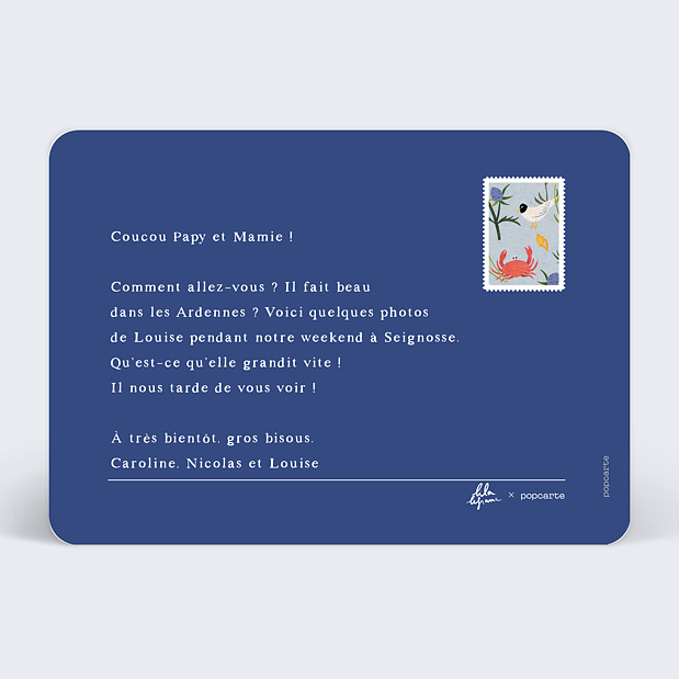 Carte Postale Lila Lefranc x Popcarte - Mer Verso