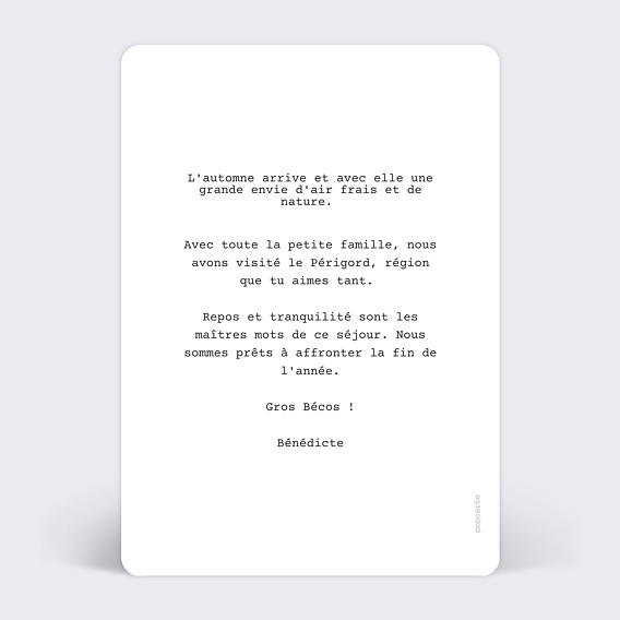 Carte postale Polaroid Simple III Automne Verso