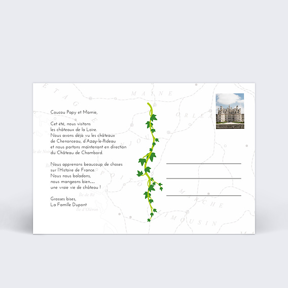 Carte postale Châteaux de la Loire Verso