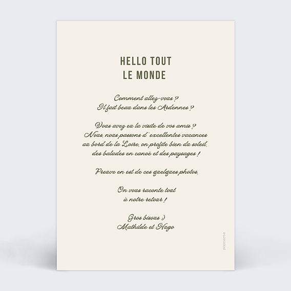 Carte postale Camping Automnal Vert Verso