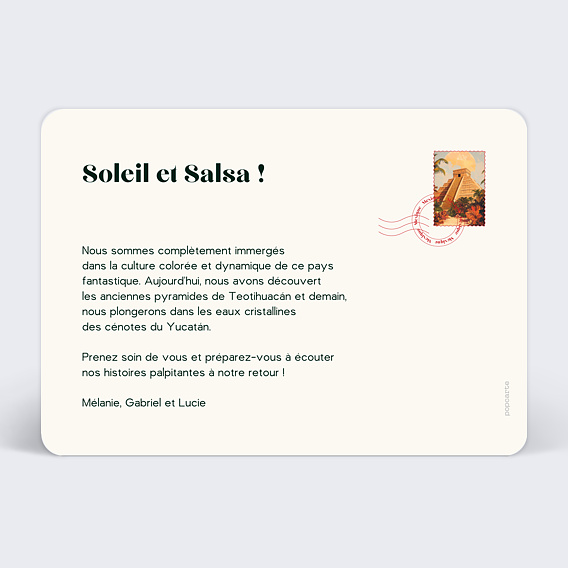 Carte postale Drapeau Mexique Verso