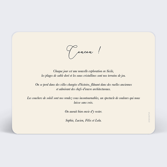 Carte postale Étiquette Cœur Verso