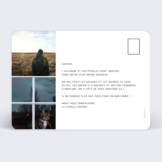 Carte postale Soleil Couchant Automne Verso