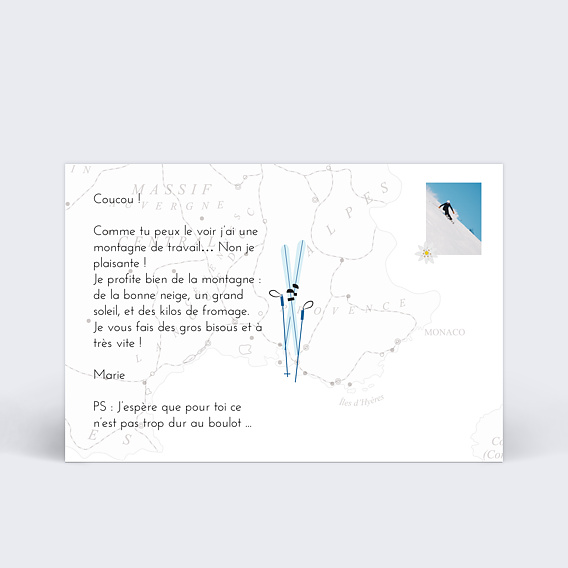 Carte postale Alpes Hiver Verso