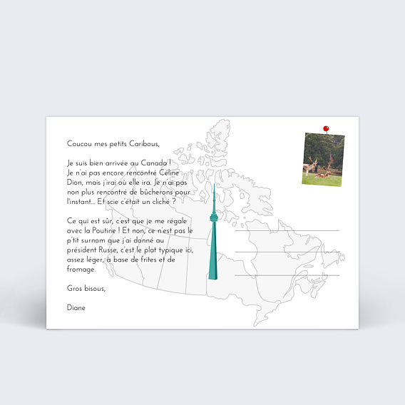 Carte postale Grand Nord Américain Verso