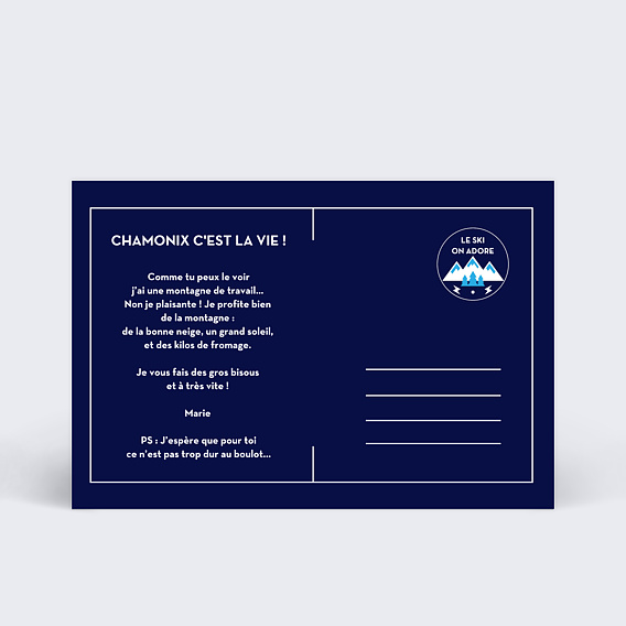 Carte postale Hiver Blason photo seule Verso