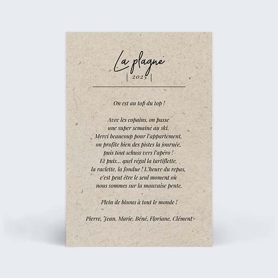 Carte postale Hiver Chiné 4 Photos Verso