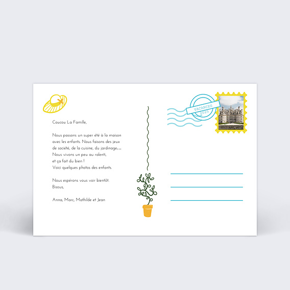 Carte postale Jardin Verso