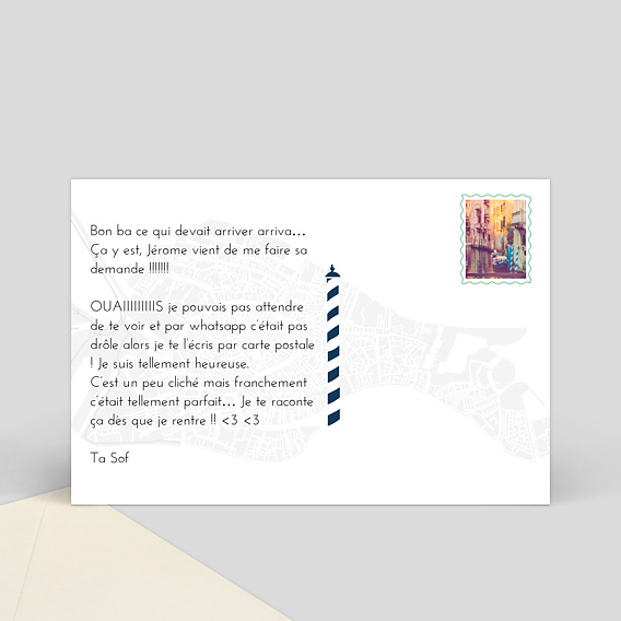 Carte postale Venise Verso