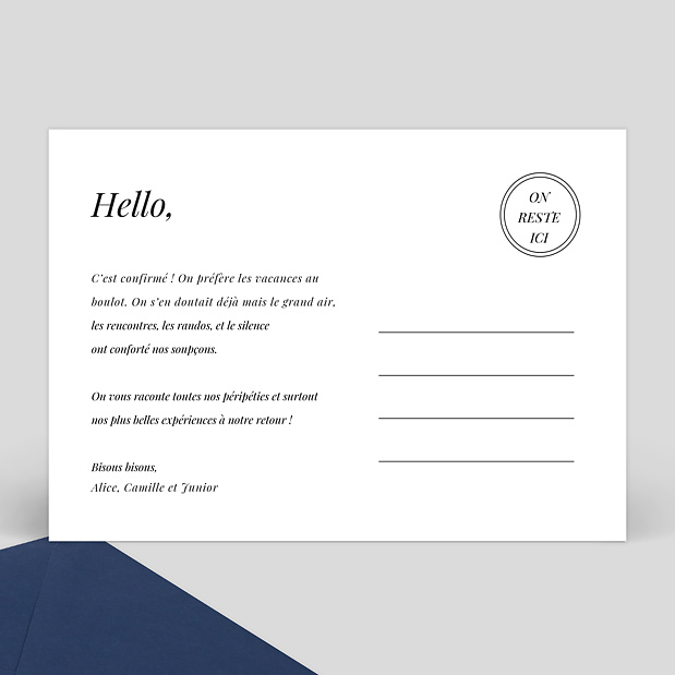 Carte postale Étiquette verticale Verso