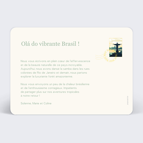 Carte postale Drapeau Brésil Verso