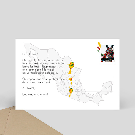 Carte postale Typographie Mexique Verso