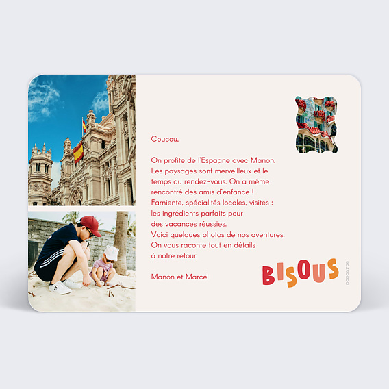 Carte postale Bisous Bisous Verso