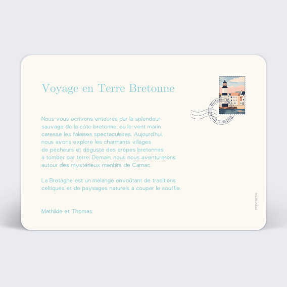 Carte postale Drapeau Bretagne Verso