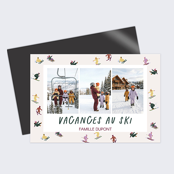Carte Postale Skieurs Minuscules