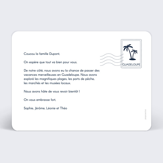 Carte postale Étiquette Guadeloupe Verso