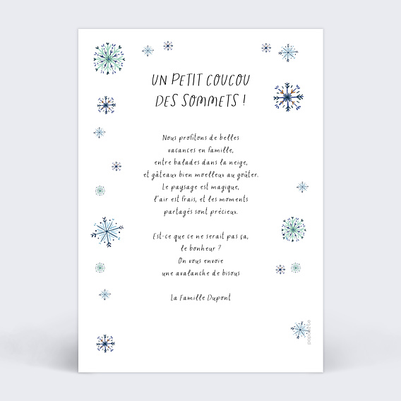 Carte postale Flocons d'Hiver Verso