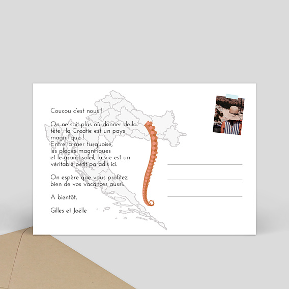 Carte postale Croatie Verso