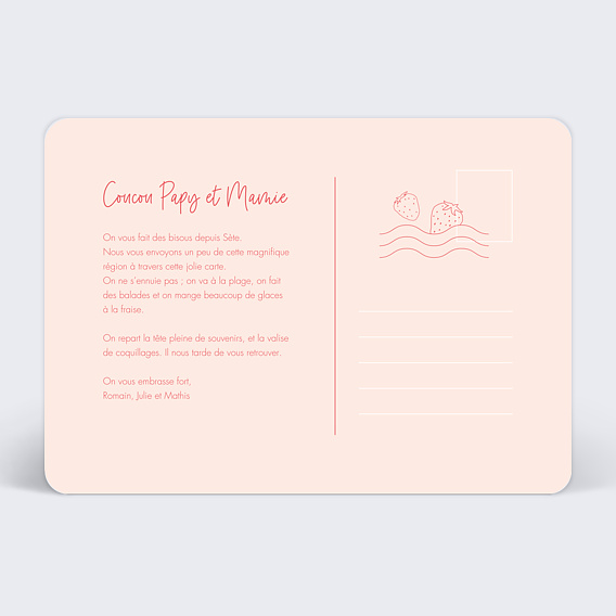 Carte postale Motif Fraise Verso
